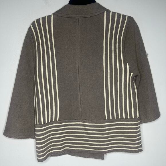 Free People Double Breasted Cardigan Sweater Sz L Gray Beige Boho Lagenlook Art - Picture 6 of 9